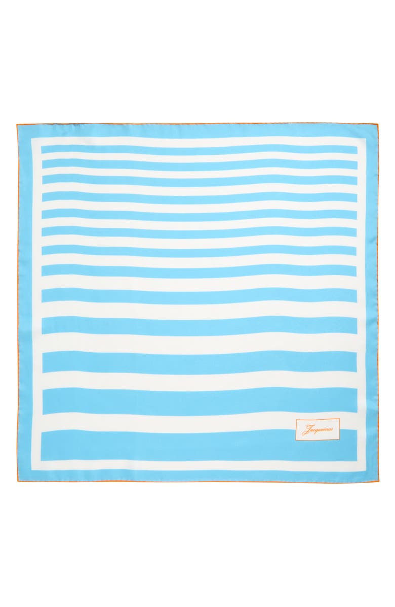 Jacquemus Le Foulard Stripe Silk Scarf, Main, color, Print White Blue Stripe 3Hc