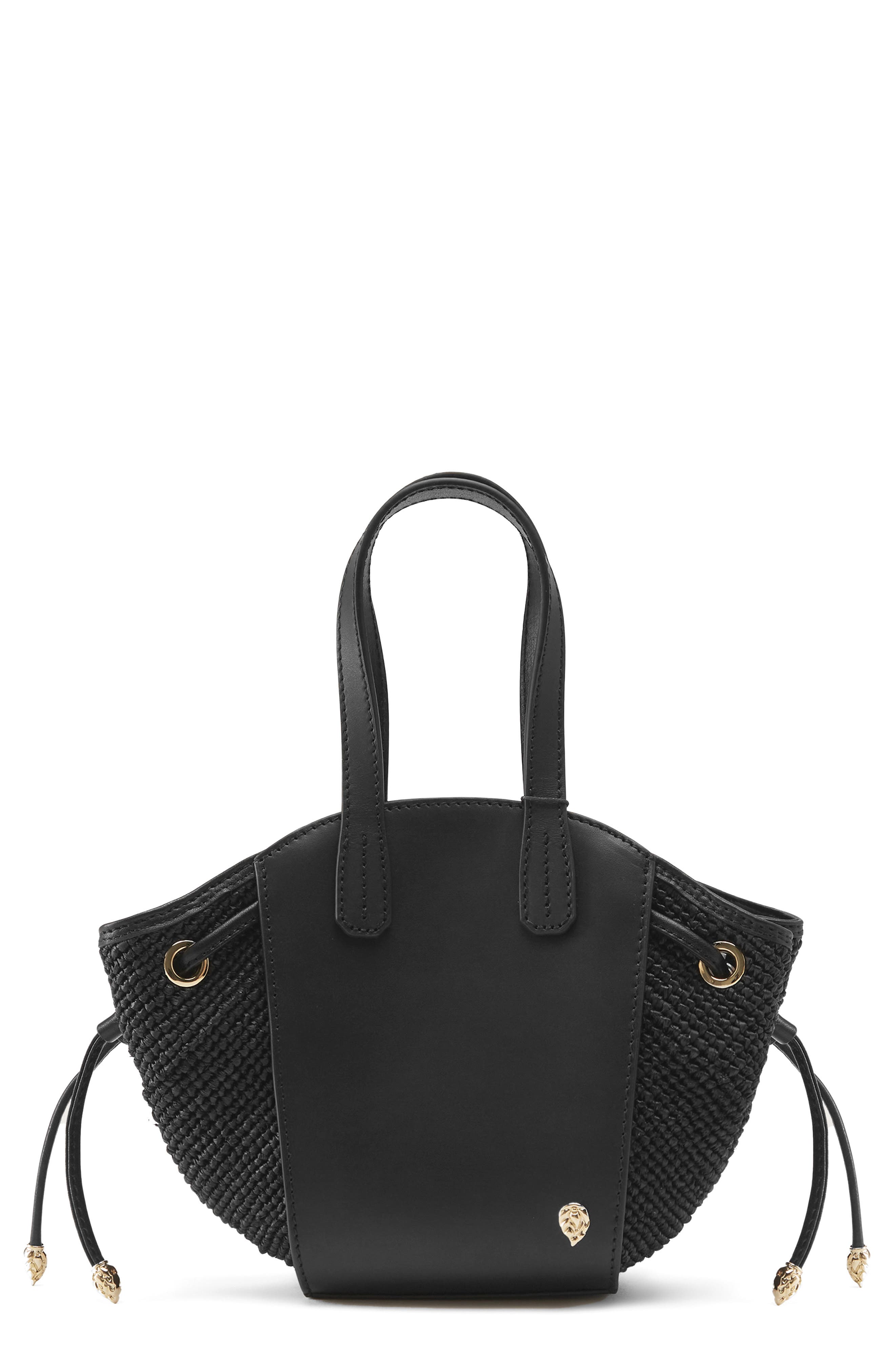 Helen Kaminski Piaf Raffia Trim Leather Tote
