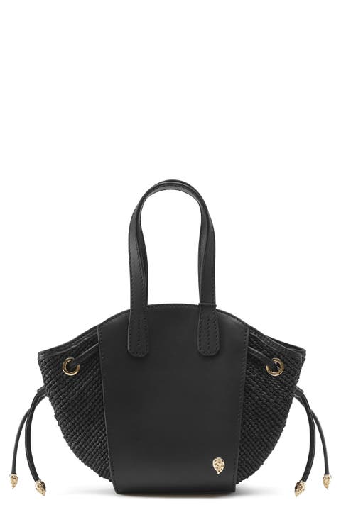 Piaf Raffia Trim Leather Tote