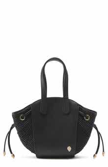 Helen Kaminski Piaf Raffia Trim Leather Tote