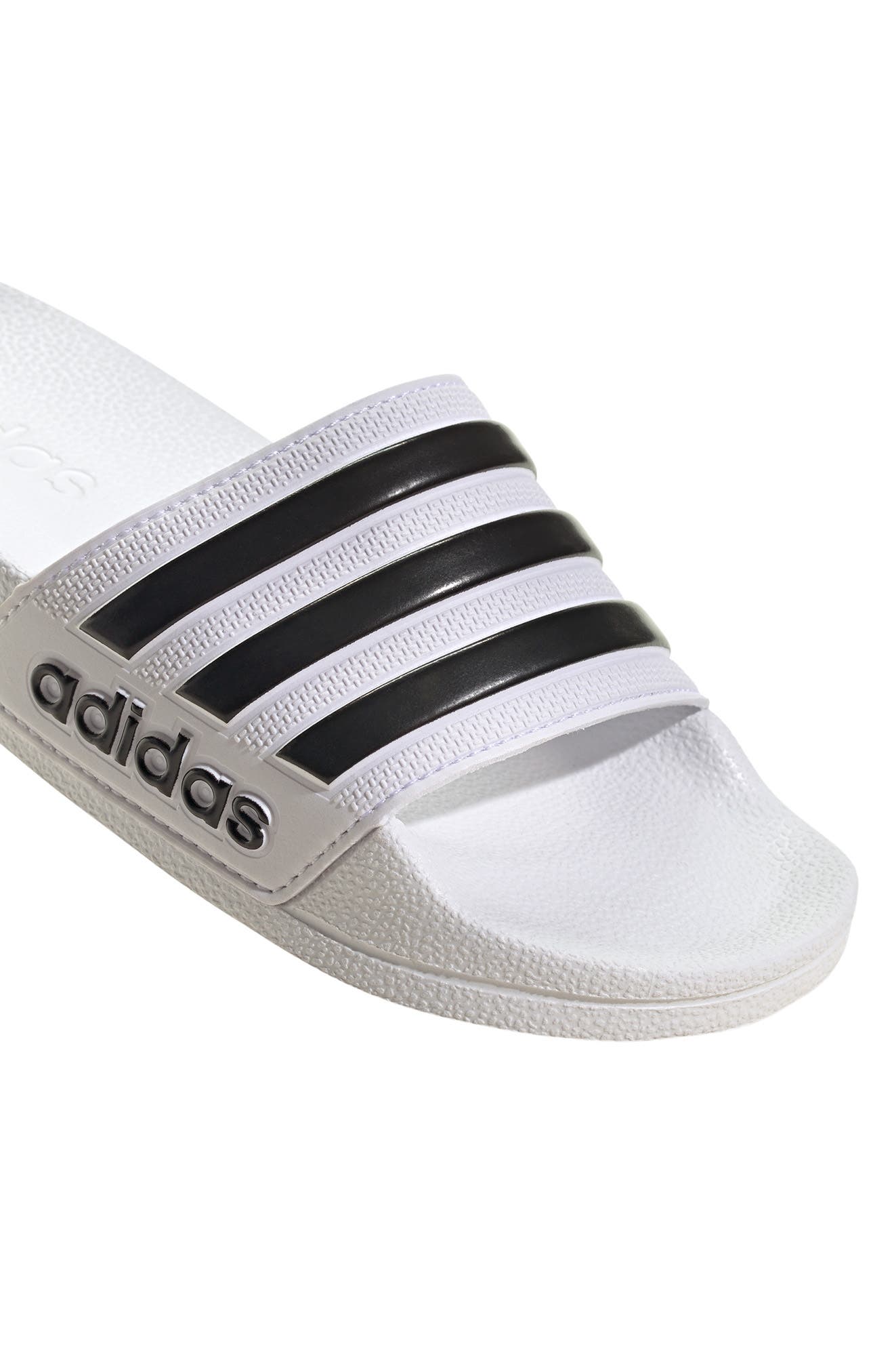 adidas Kids' Adilette Shower Slide Sandal, Alternate, color, Ftwwht/Cbl