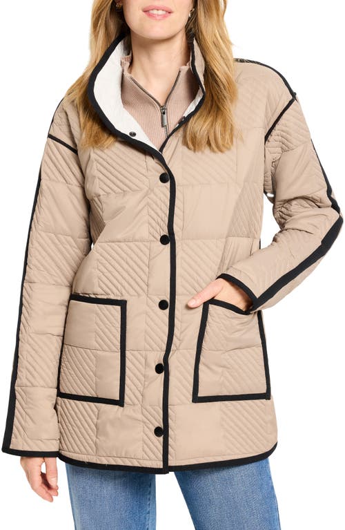 Nic + Zoe Nic+zoe Patchwork Quilting Reversible Barn Jacket In Brown