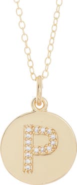Adornia Water Resistant Cubic Zirconia Initial Disc Pendant Necklace