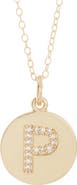 Adornia Water Resistant Cubic Zirconia Initial Disc Pendant Necklace