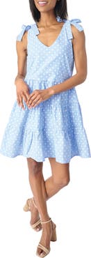 GIBSONLOOK Polka Dot Tie Strap Tiered Cotton Dress