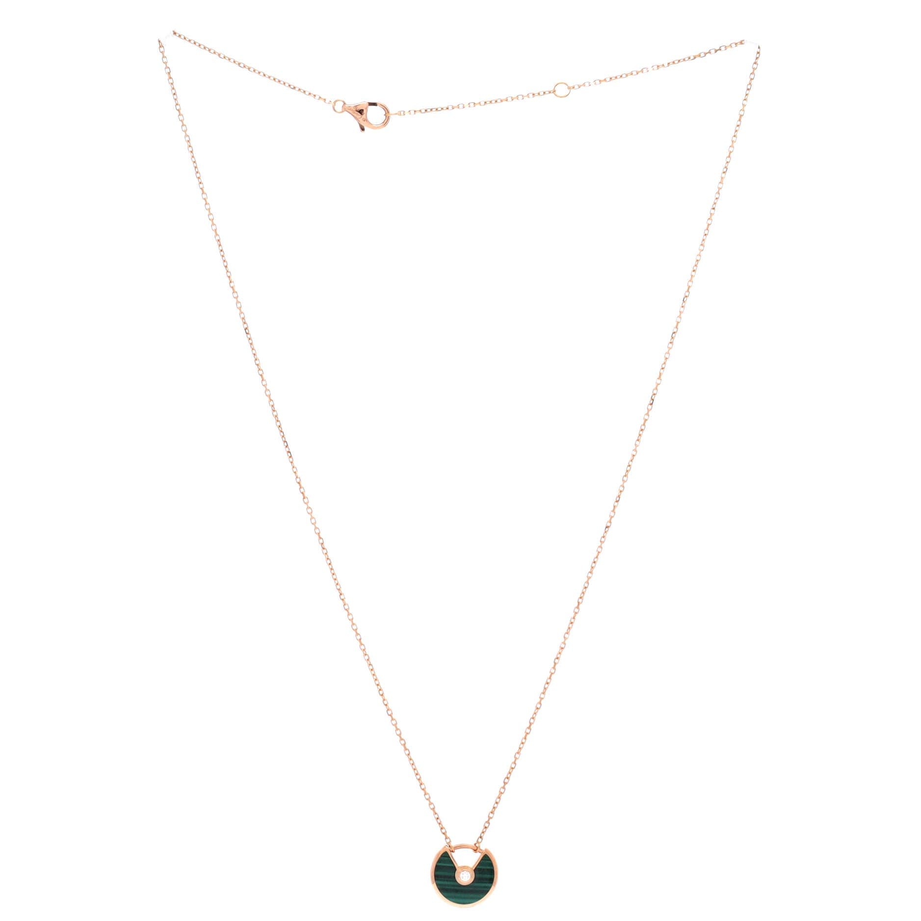 Amulette de Cartier Pendant Necklace 18K Rose Gold with Malachite and Diamond XS, Alternate, color, Metallic Gold