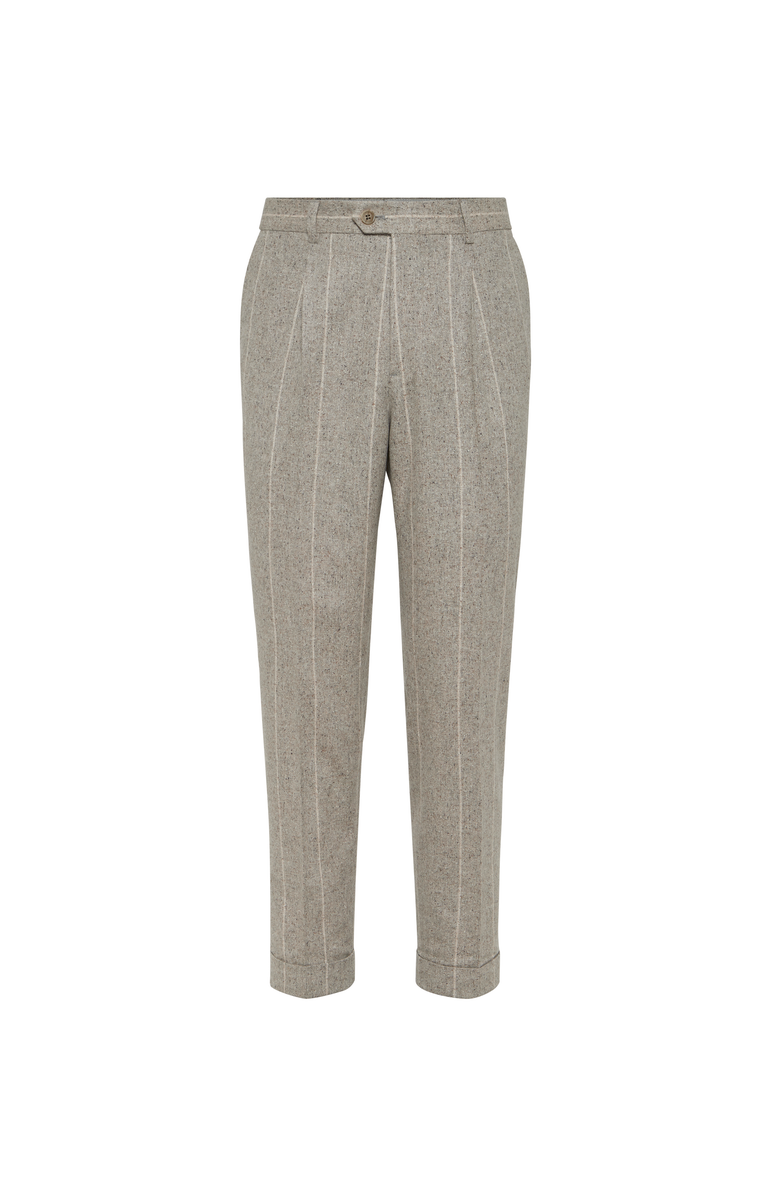 Brunello Cucinelli Leisure fit trousers with pleats, Main, color, Salt