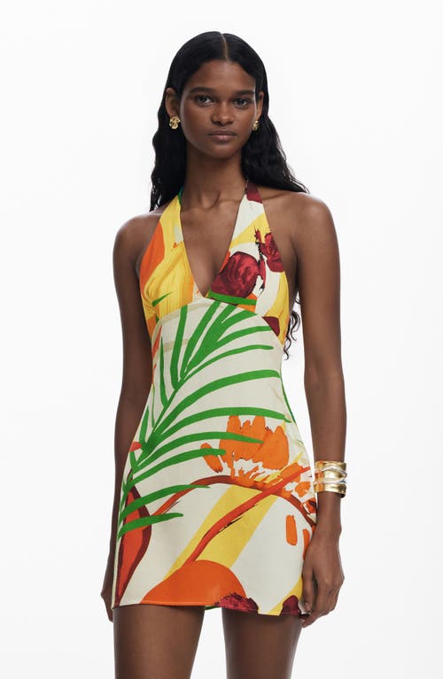 Desigual Fitted Cover-up Minidress In Light Beige