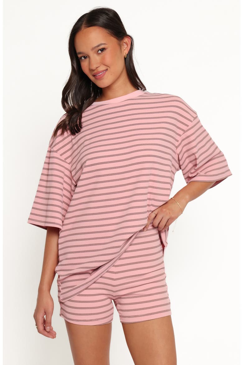 Jazmine Striped Knit Short Set, Alternate, color, PALE PINK STRIPE