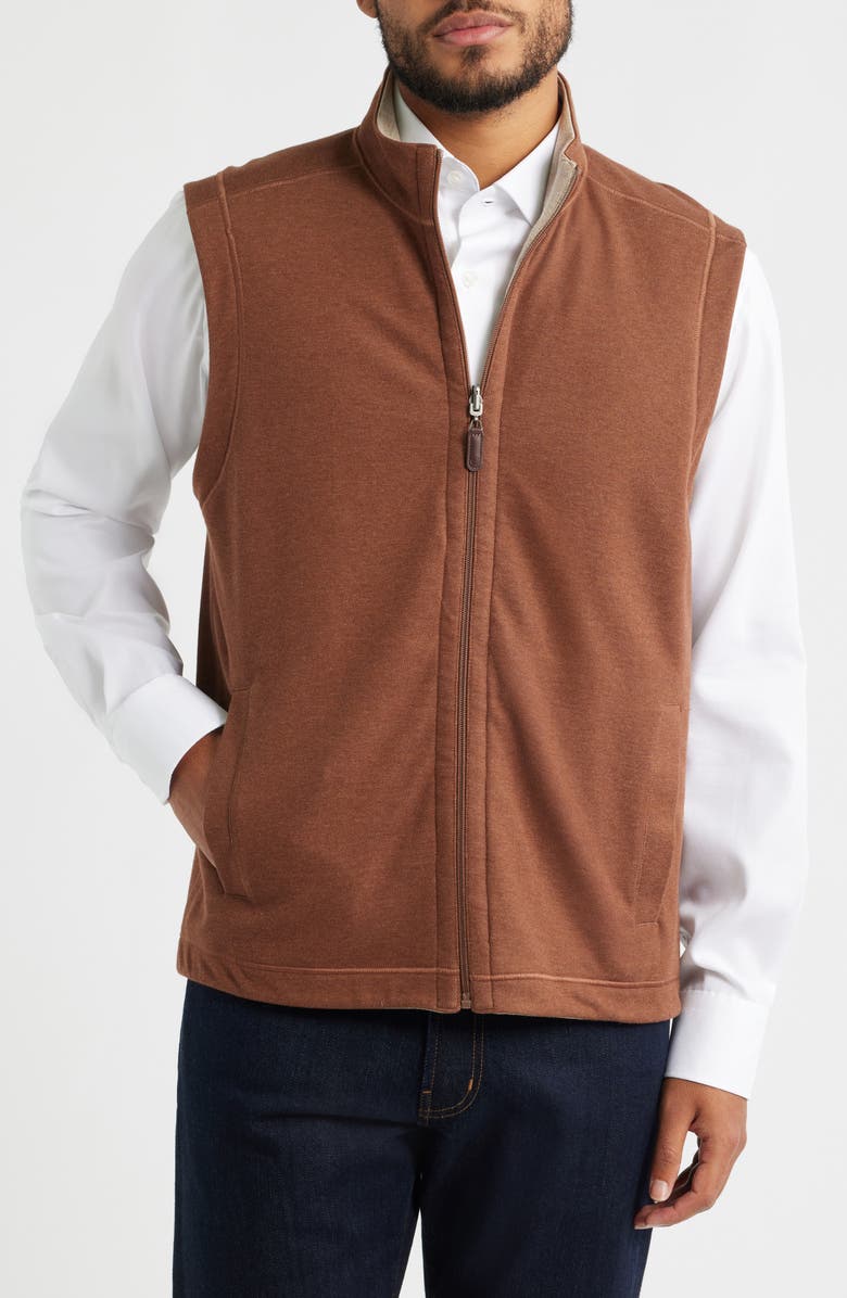 Johnston & Murphy Icon Reversible Knit Cotton Blend Vest, Alternate, color, Rust/ Oatmeal
