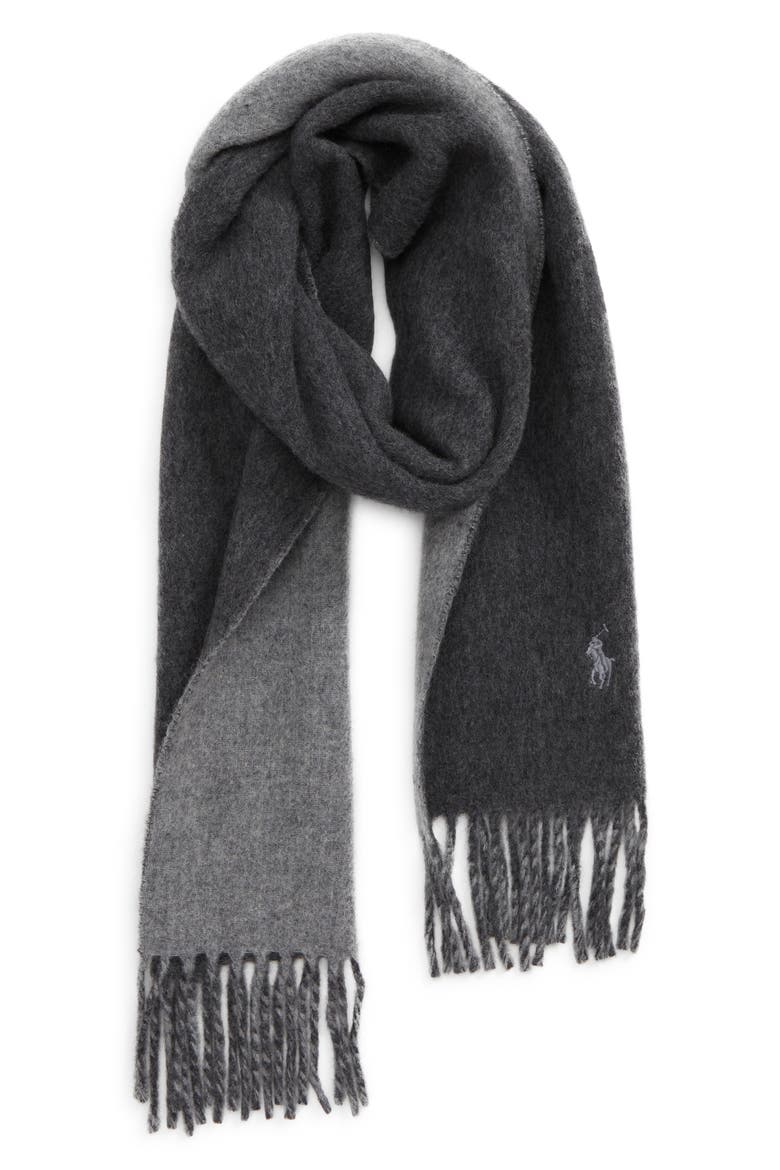 Classic Reversible Wool Blend Scarf, Main, color, DARK HEATHER/ GRAY HEATHER