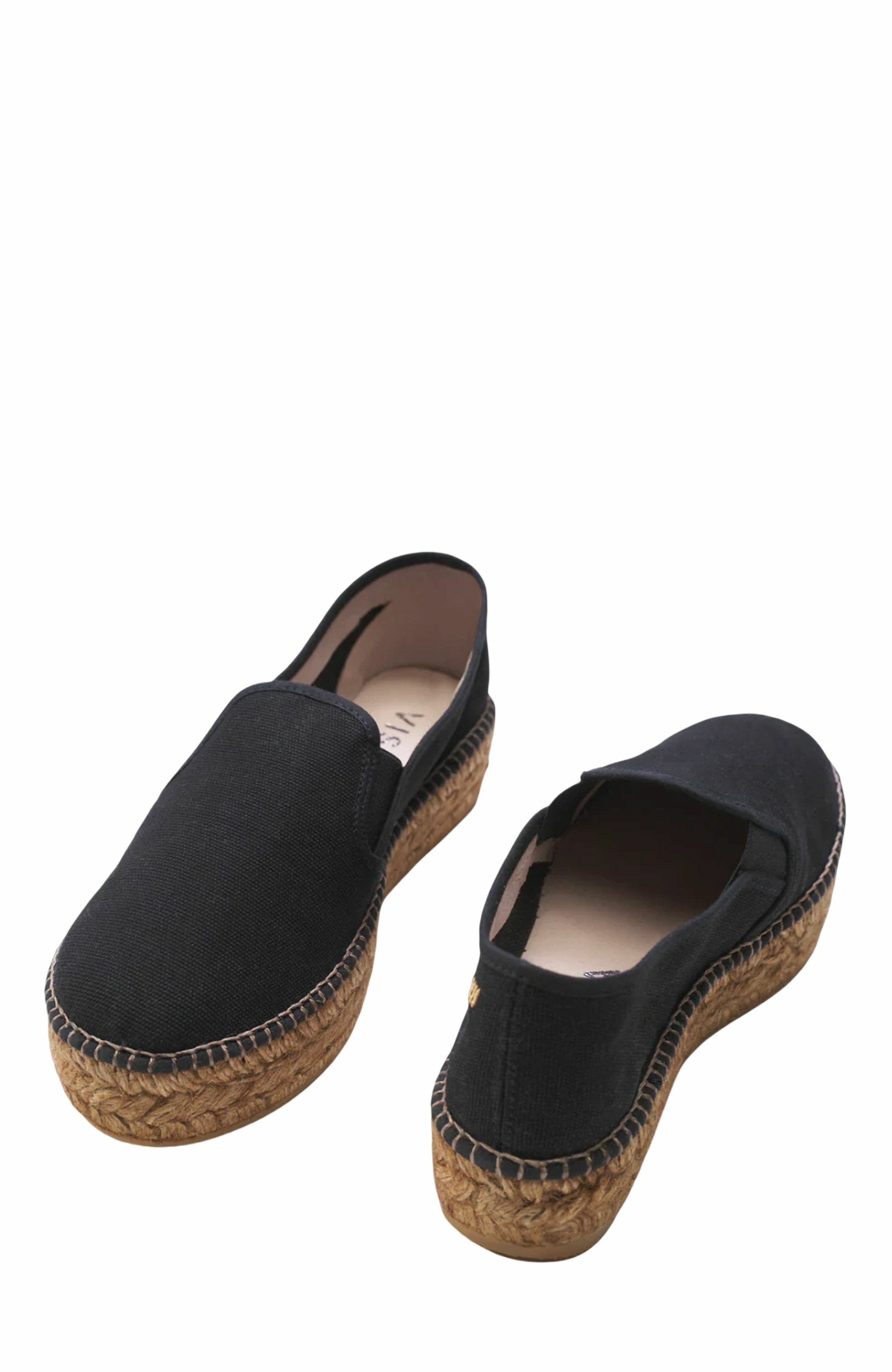 VISCATA Castell Canvas Espadrille Platforms, Alternate, color, Black