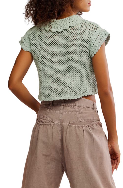 Free People Lily Crop Crochet Cardigan In Green