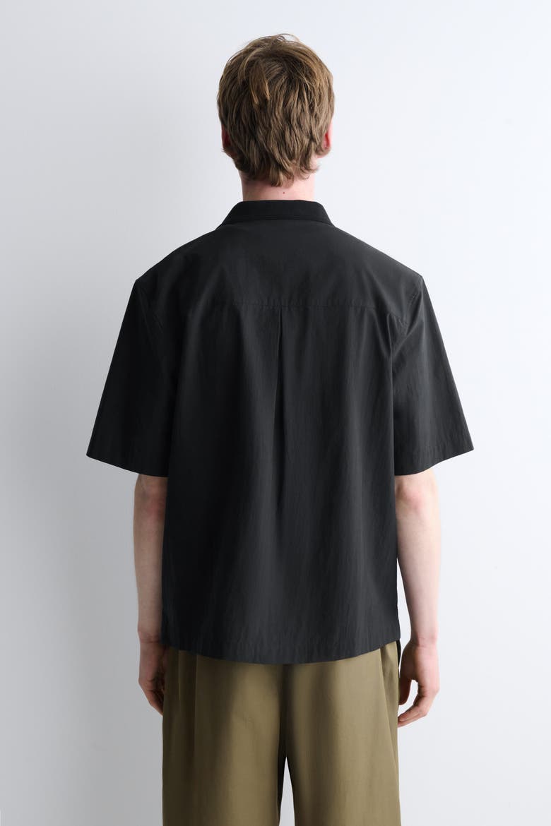 Camp-collar Cotton Shirt, Alternate, color, BLACK