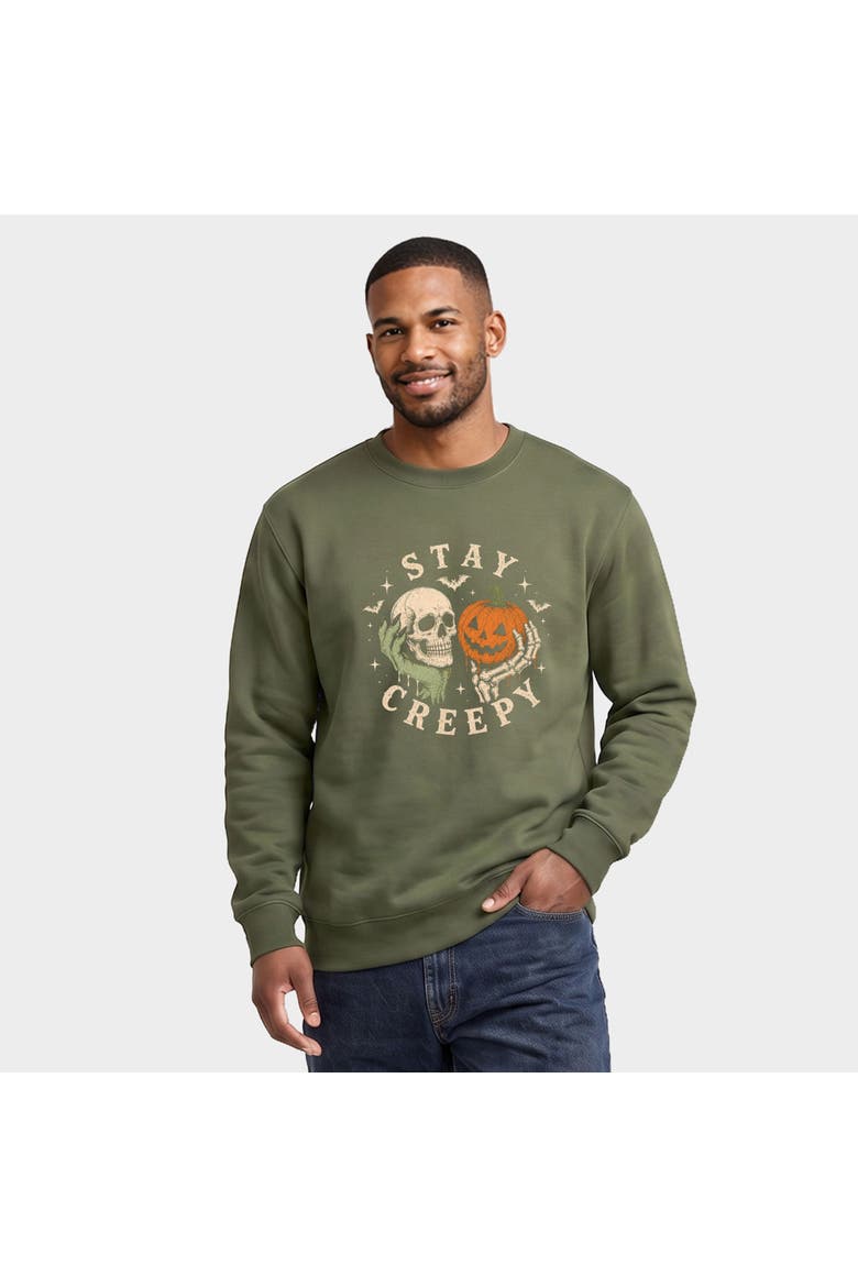 Stay Creepy Sweatshirt, Main, color, Military