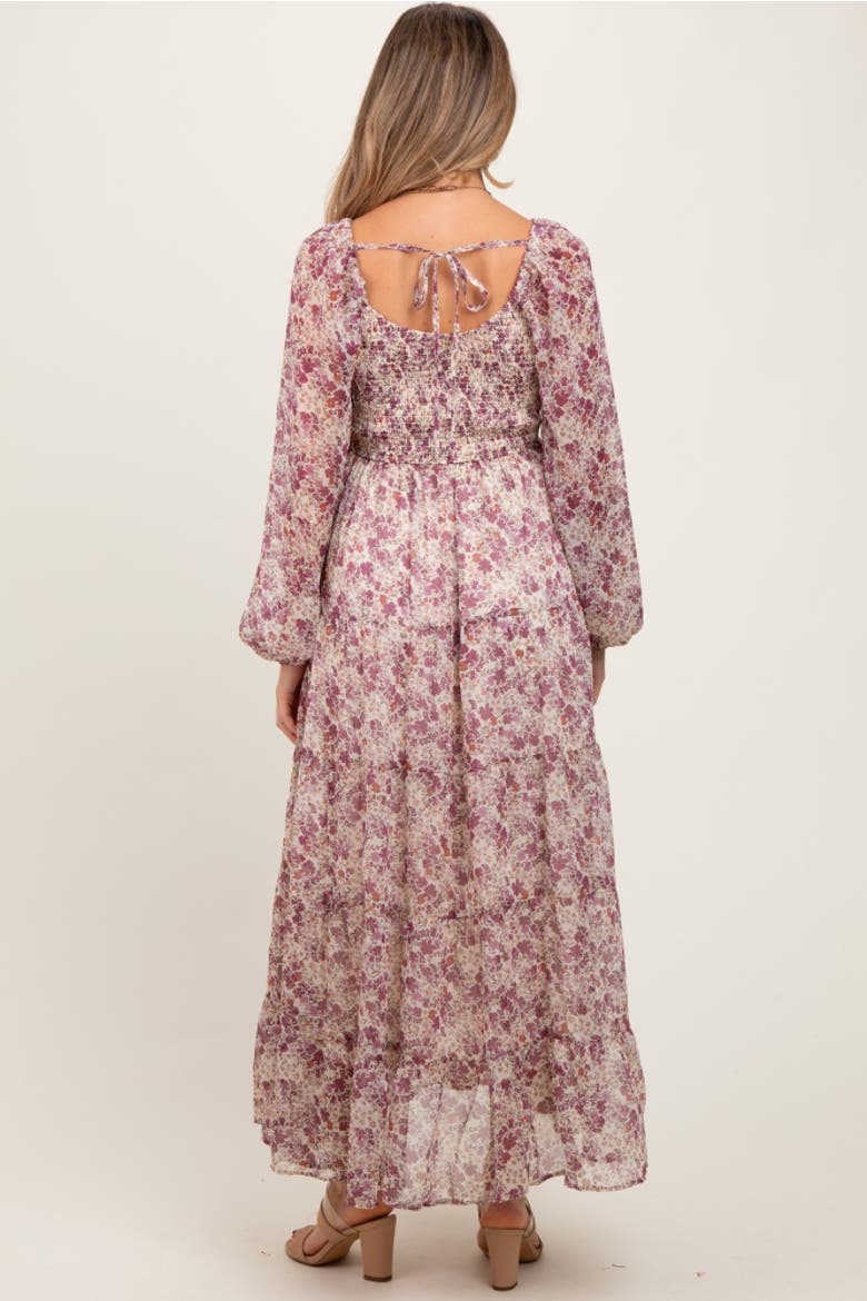 Floral Floral Chiffon Maxi Dress, Alternate, color, Mauve