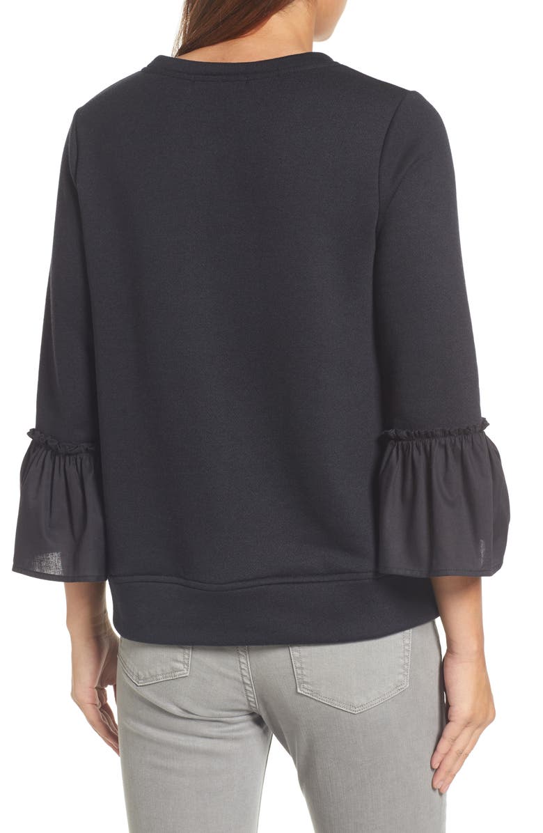 GIBSONLOOK Gibson Ruffle Sleeve Stripe Sweatshirt, Alternate, color, 