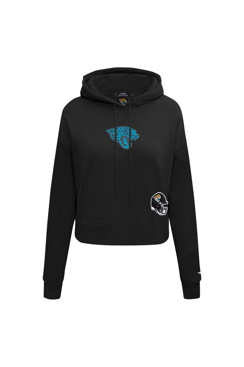 Women's Pro Standard Black Jacksonville Jaguars Jeweled Cropped Pullover Hoodie, Alternate, color, Black