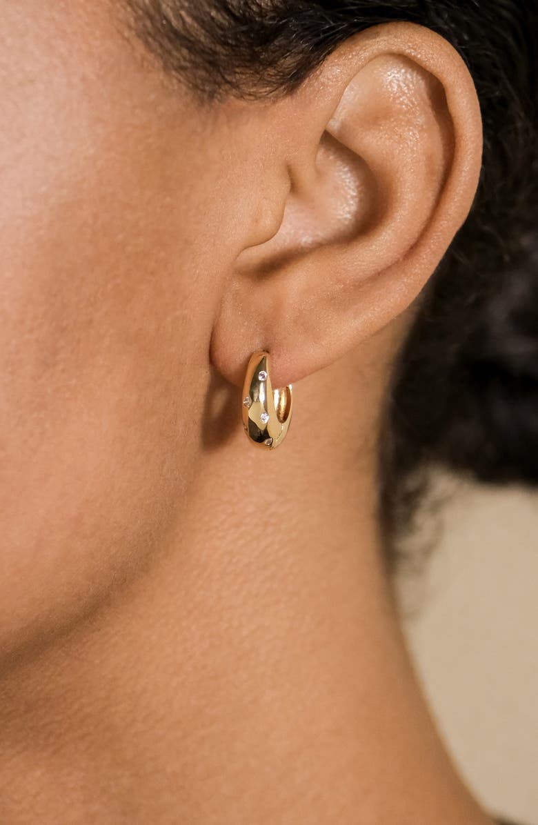 Sterling Forever Sierra CZ Hoop Earrings, Alternate, color, Gold