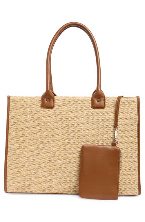 Bcbg Straw Tote Bag In Natural/cognac