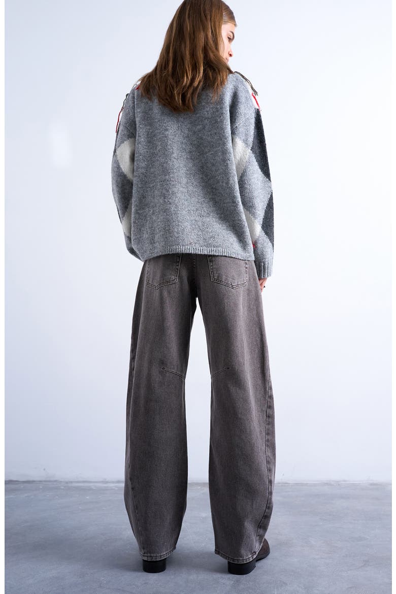 Barrel Leg High Waist Jeans, Alternate, color, GREY