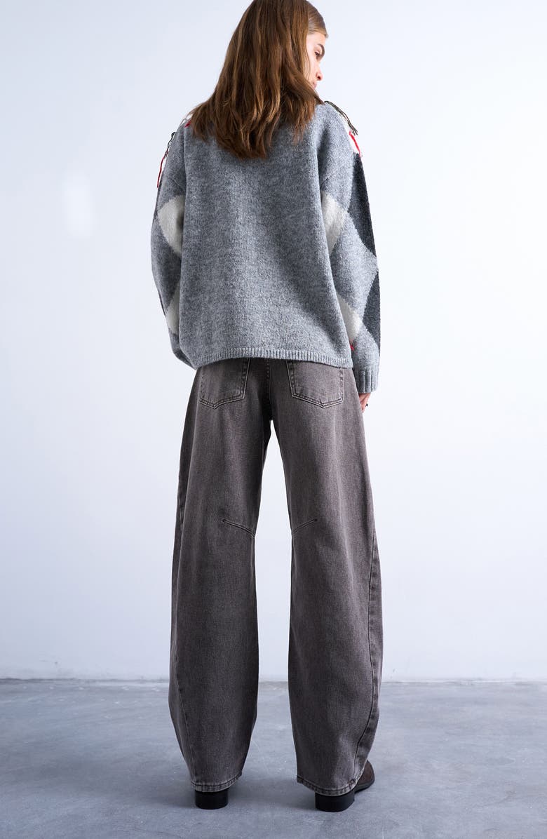 Topshop Barrel Leg High Waist Jeans, Alternate, color, Grey