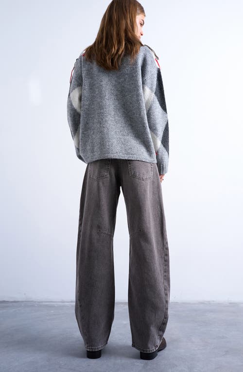 Topshop Barrel Leg High Waist Jeans In Gray