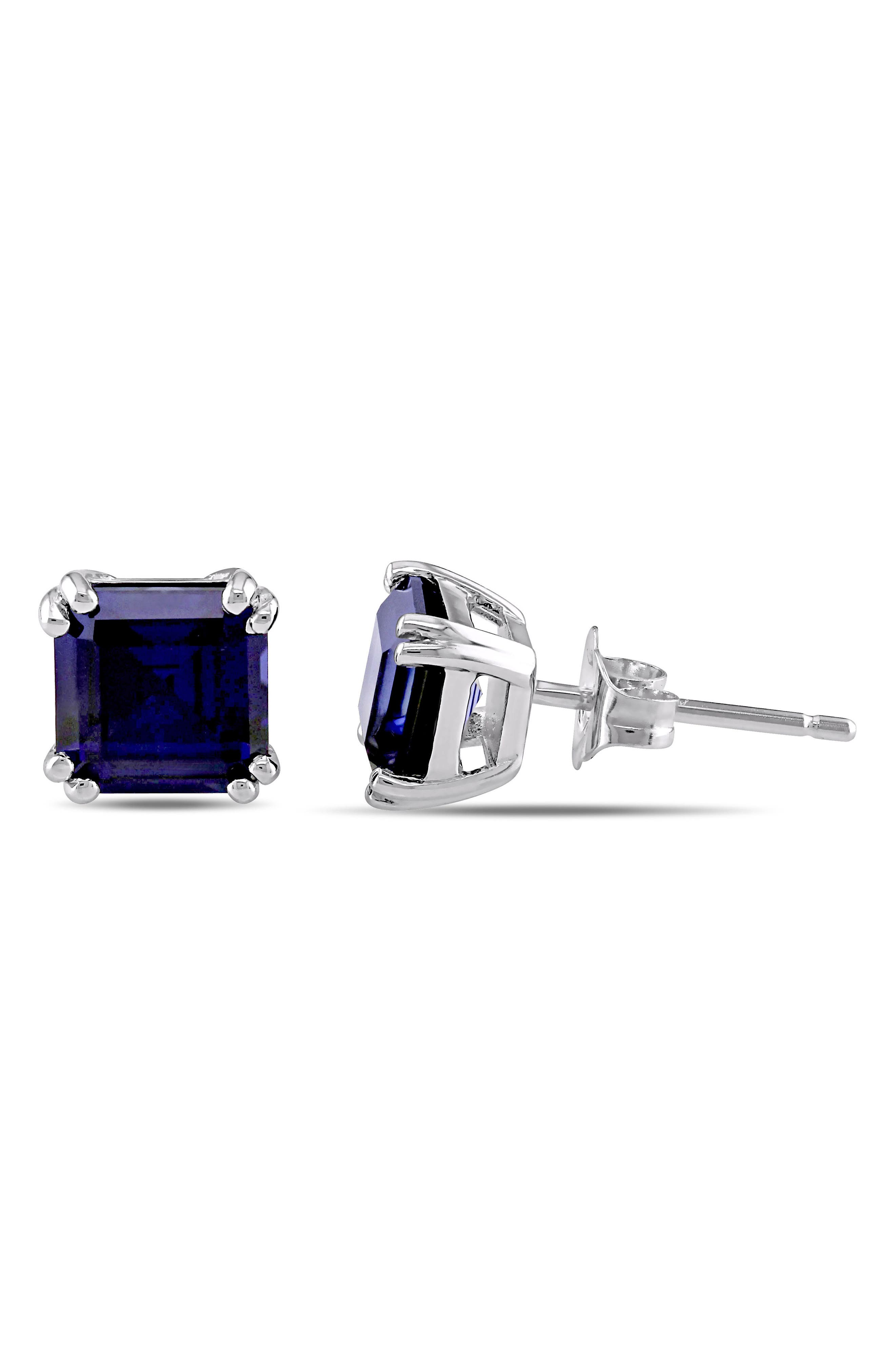 DELMAR Lab-Grown Blue Sapphire Stud Earrings
