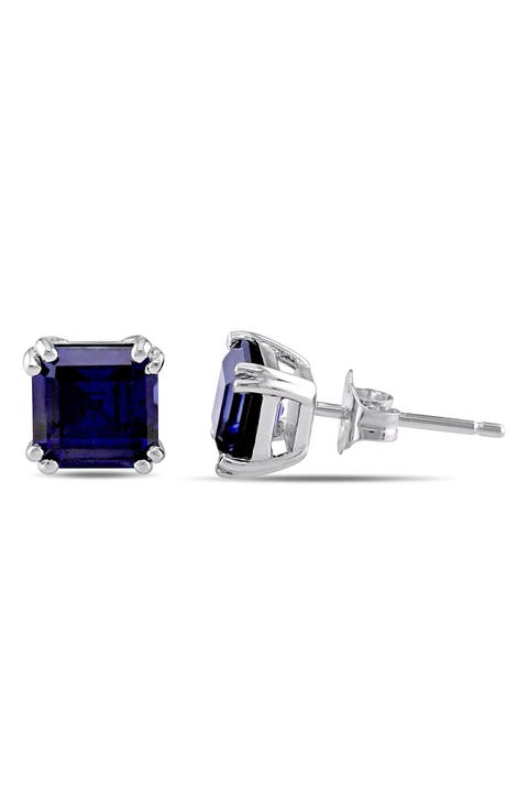 Lab-Grown Blue Sapphire Stud Earrings