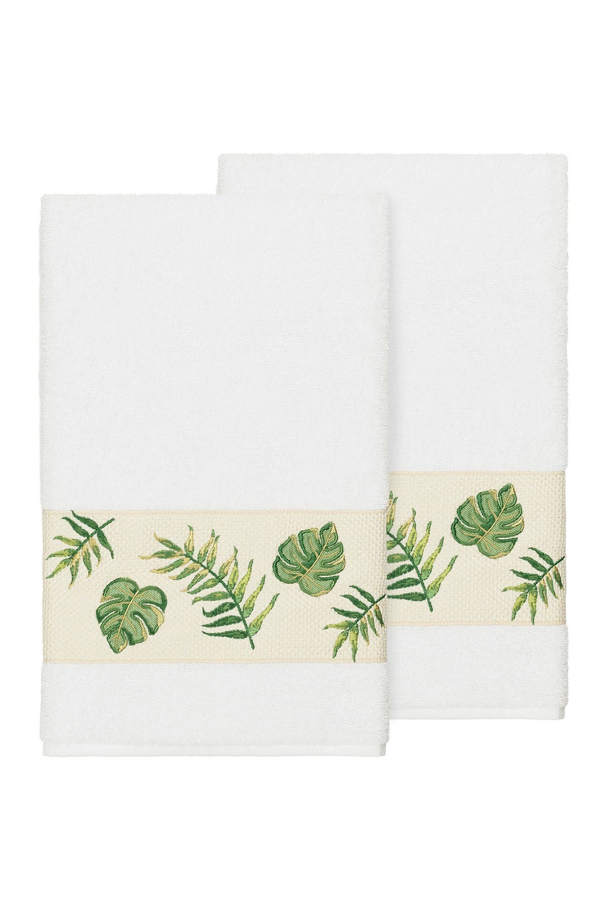 Linum Home Textiles Zoe Embellished Bath Towel - Set of 2 - White