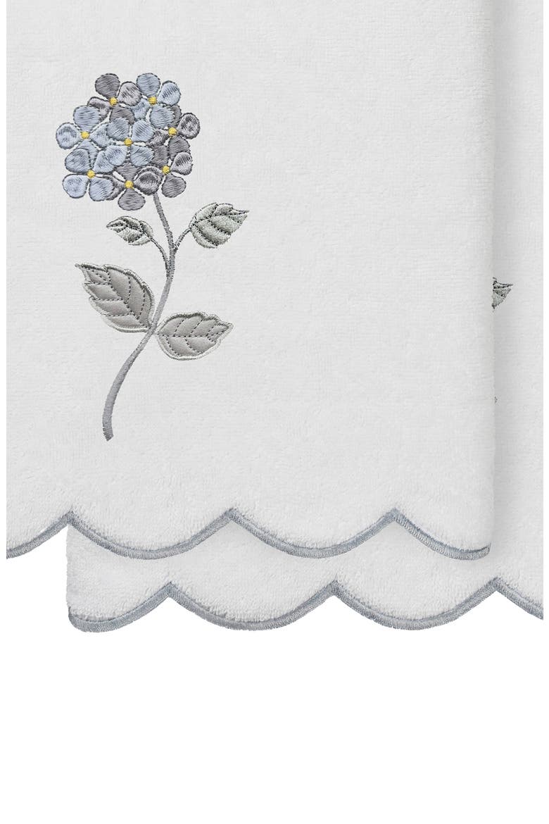 2-Piece Hydea Embroidered Turkish Cotton Towel Set, Alternate, color, WHITE/ GRAY