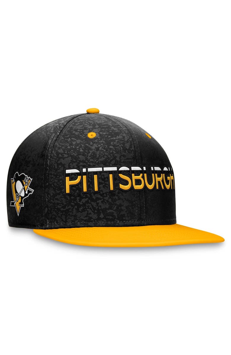 FANATICS Men's Fanatics Branded  Black/Gold Pittsburgh Penguins Authentic Pro Rink Two-Tone Snapback Hat, Main, color, Black