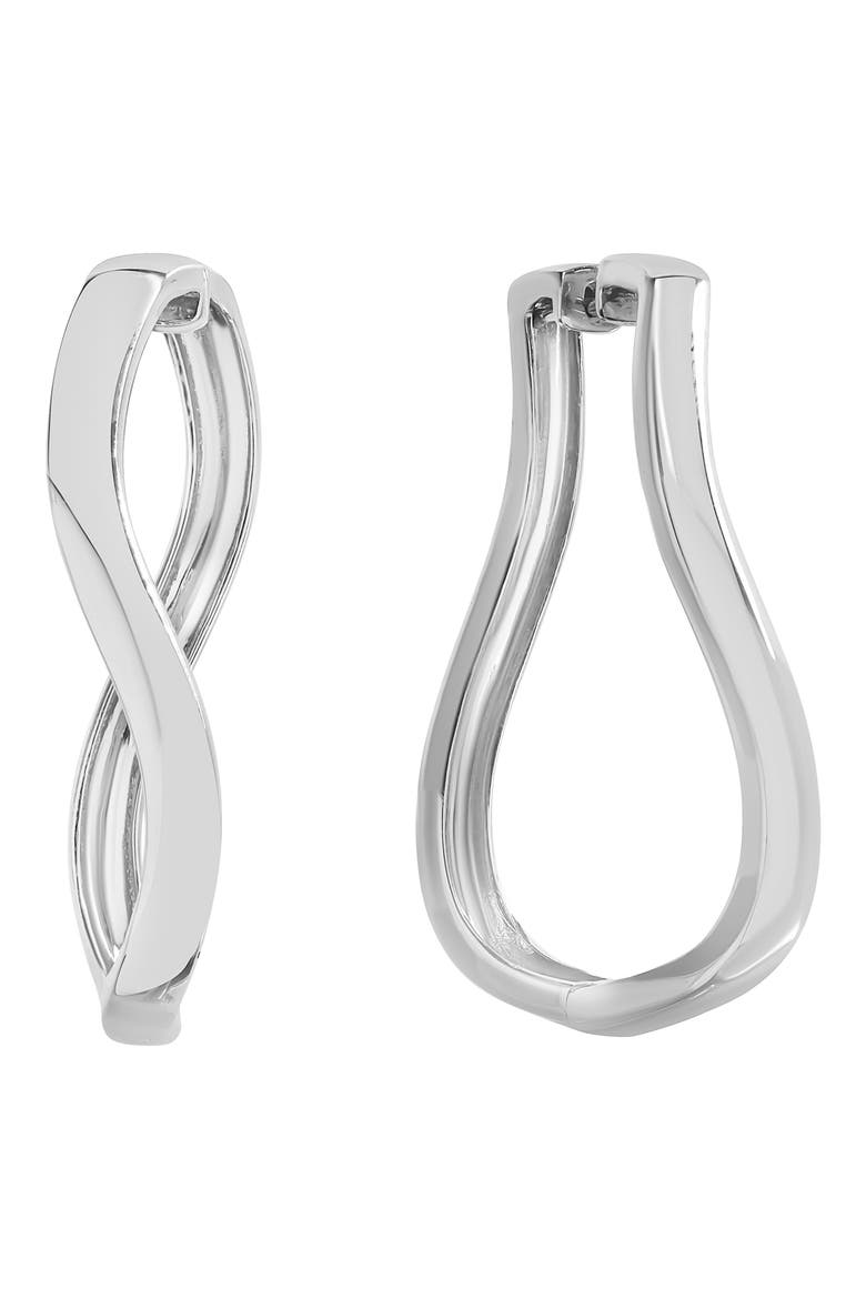 14K Gold Twist Hoop Earrings, Main, color, 14K WHITE GOLD
