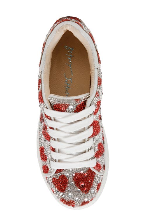 Betsey Johnson Little Girls Sidny Rhinestone Sneakers In Hearts