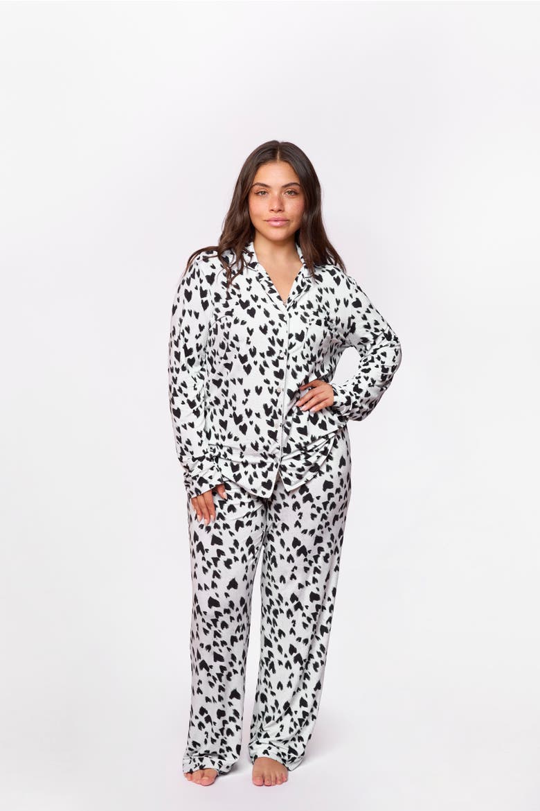 Puppy Love Long Pajama Set, Alternate, color, Grey, Black