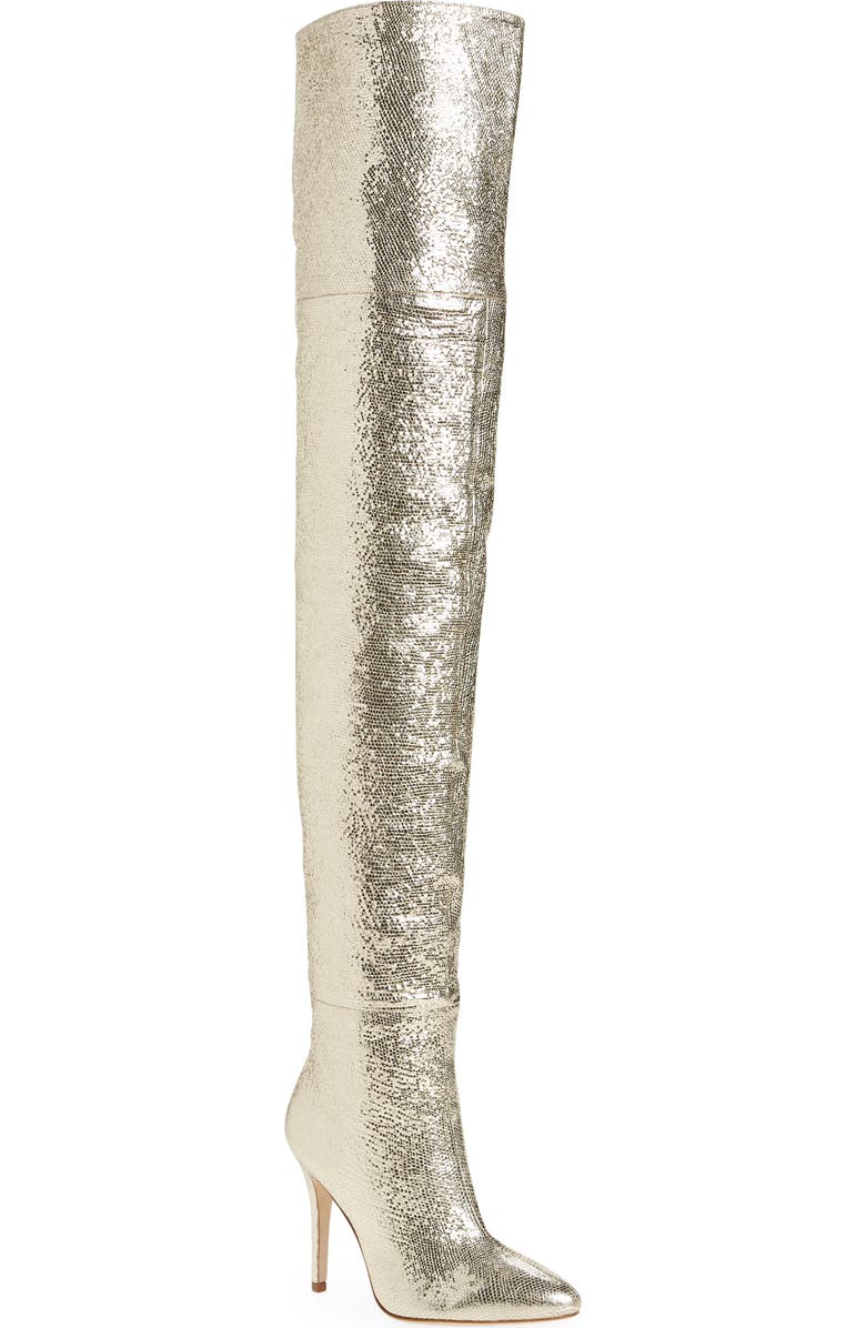 Brother Vellies Allora Over the Knee Metallic Pointed Toe Boot, Main, color,