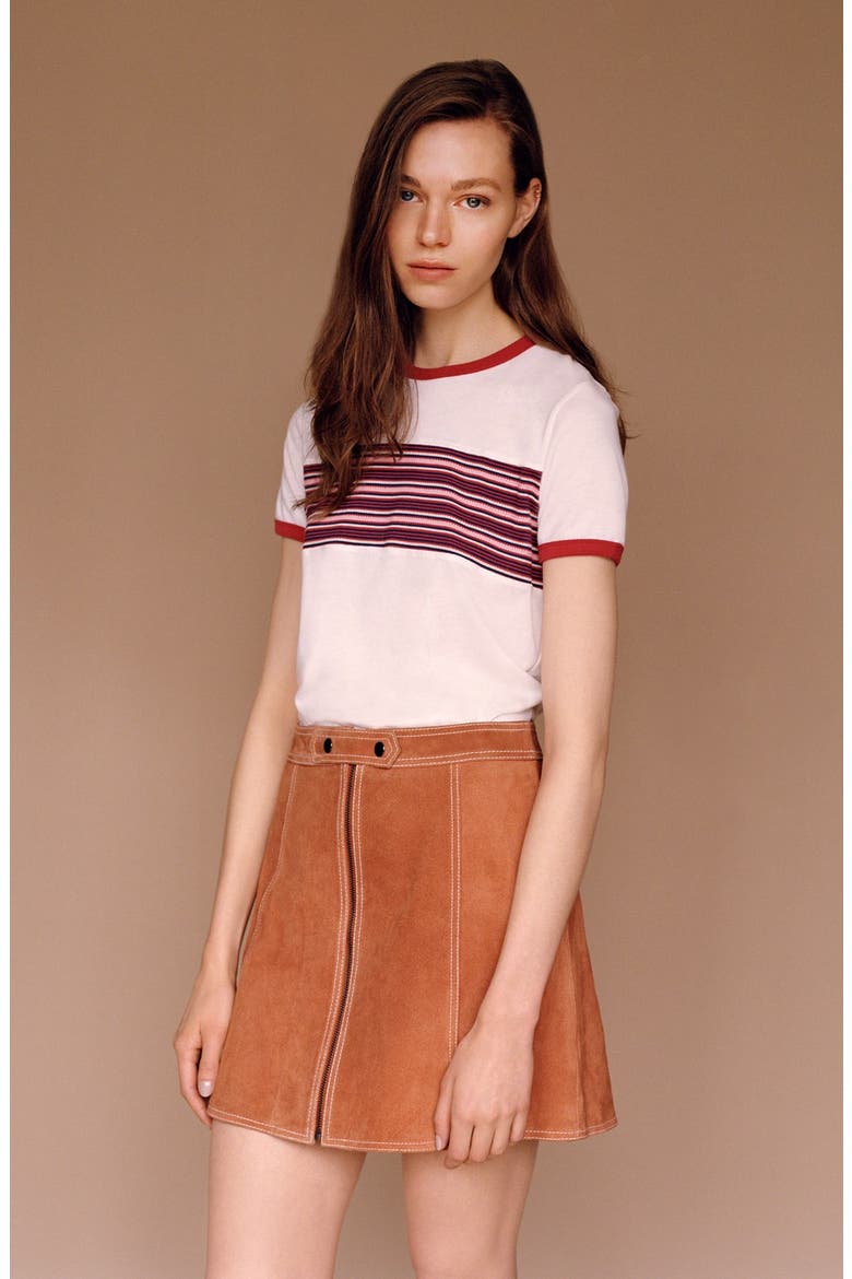 Suede A-Line Miniskirt, Alternate, color, TERRACOTTA