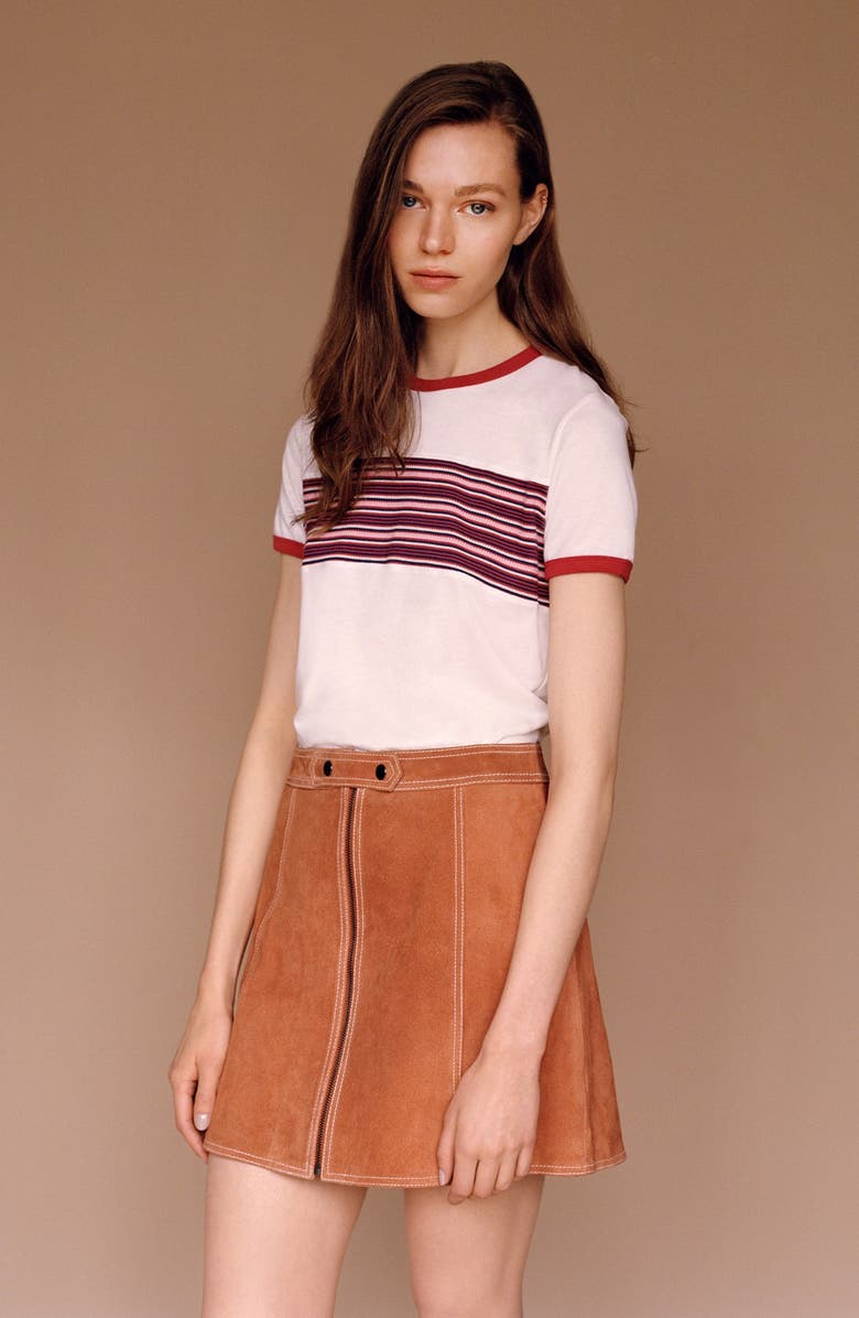 Topshop Suede A-Line Miniskirt, Alternate, color, 