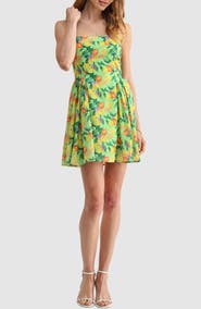 All in Favor Lemon Print  Princess Cut Minidress