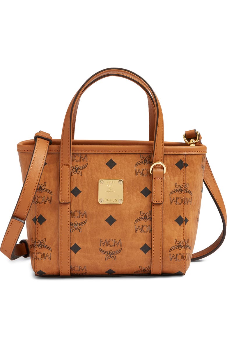 MCM Mini Toni Visetos Coated Canvas Top Handle Shopper Bag, Main, color,
