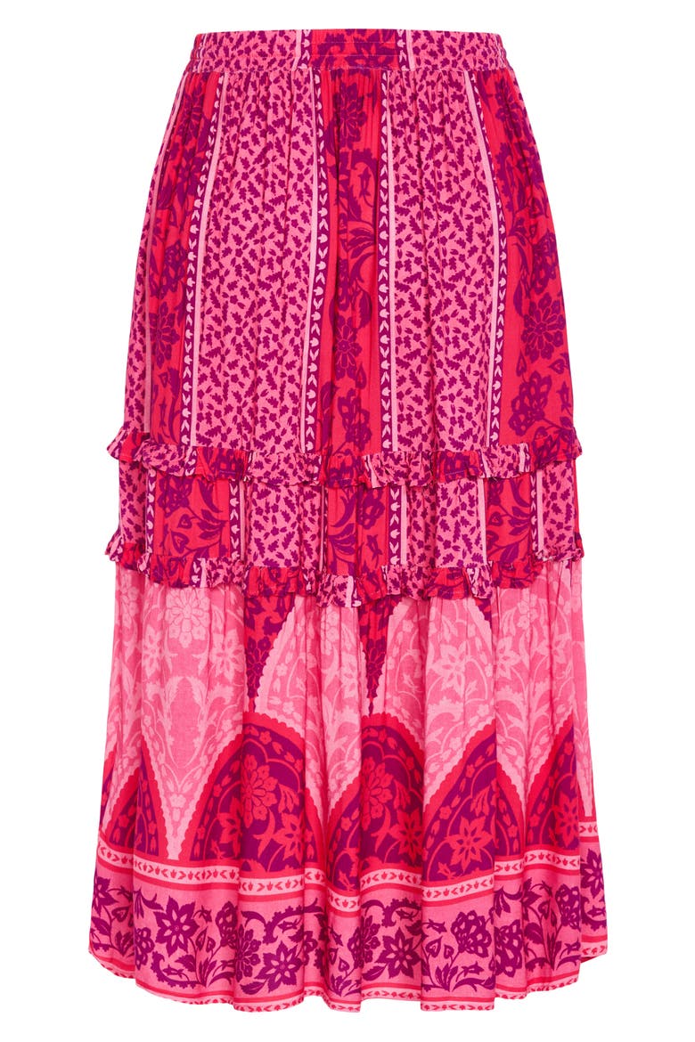 Samara Print Tiered Midi Skirt, Alternate, color, FIELD OF DREAMS