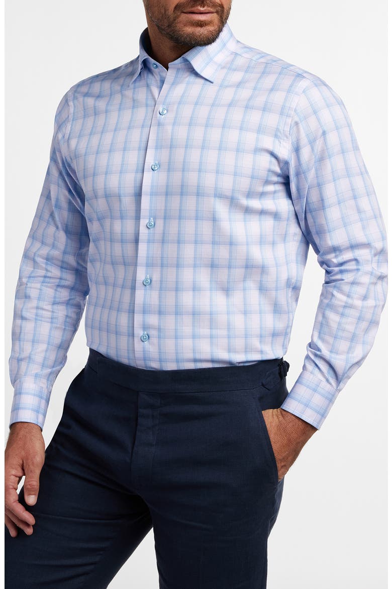 Twill Check Sport Shirt, Main, color, BLUE/ PINK