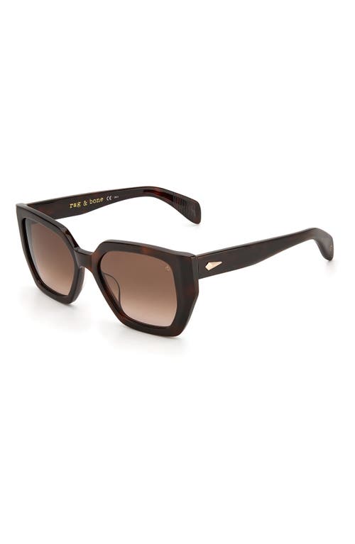Rag & Bone 54mm Rectangular Sunglasses In Havana