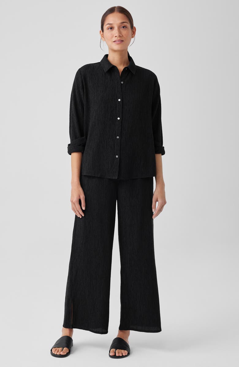 Eileen Fisher Classic Plissé Button-Up Shirt, Alternate, color,