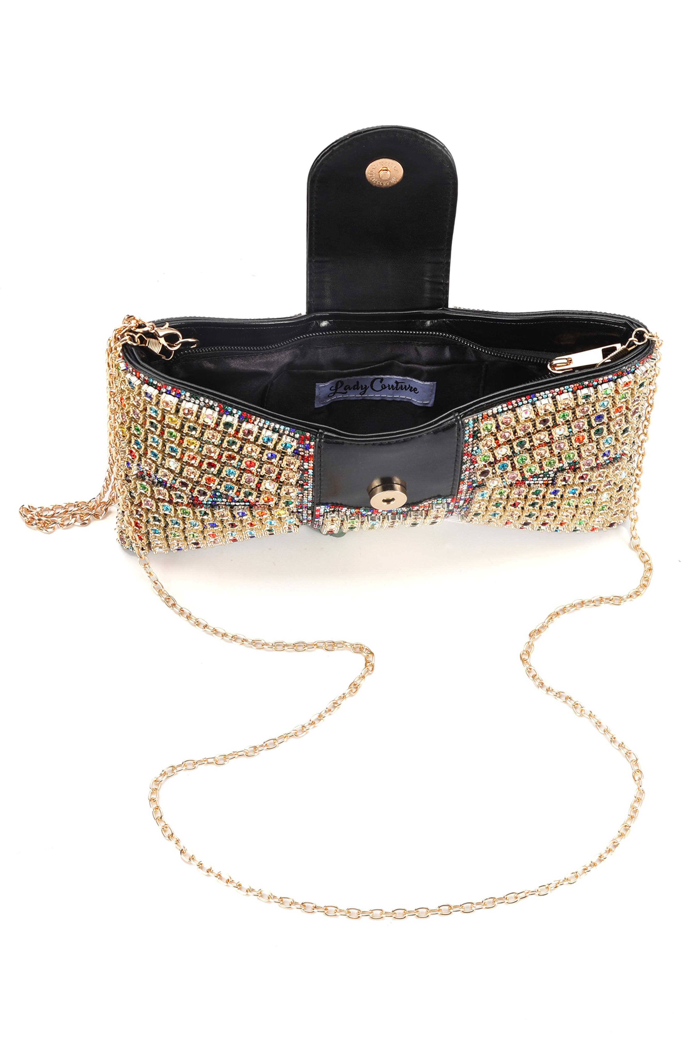 Dazzling Bow Evening Bag, Alternate, color, METALLIC RAINBOW