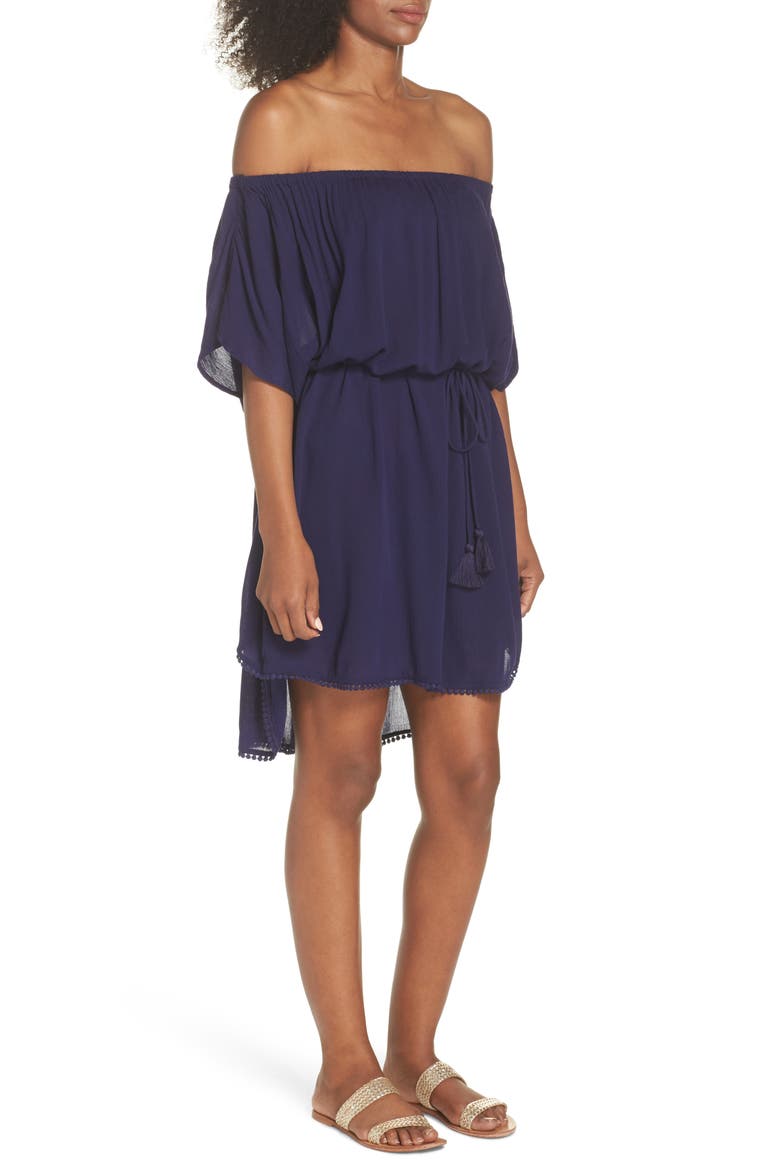 Seaside Cover-Up Dress, Alternate, color, NAVY