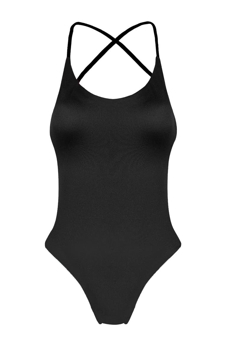Cape Town Over-The-Shoulder Ties One-Piece Swimsuit, Alternate, color, Black