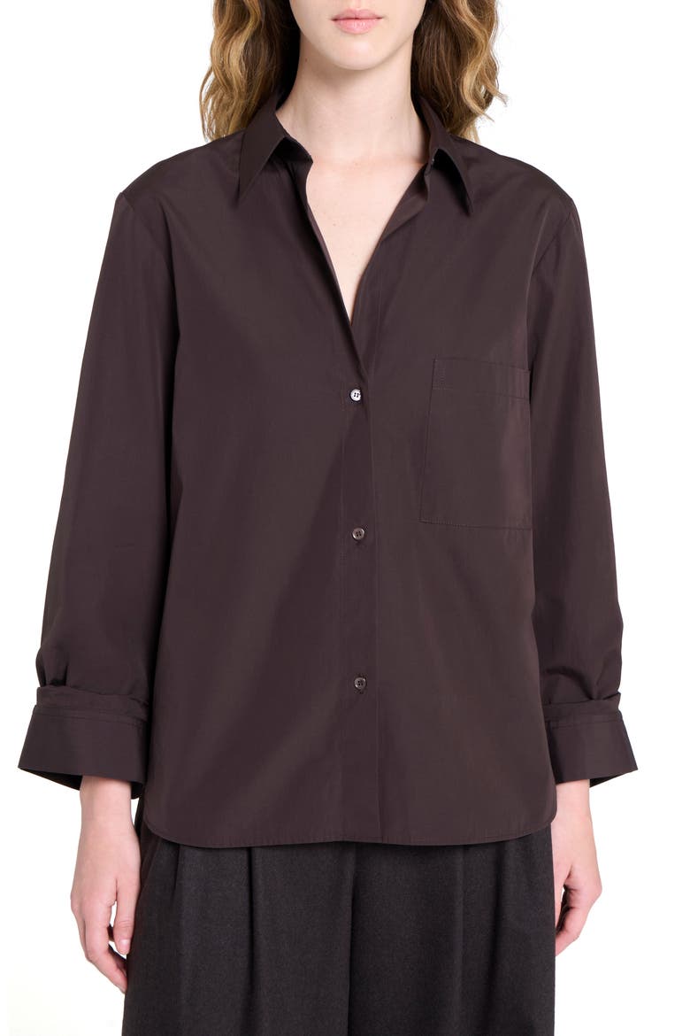 Next Morning Cotton Button-Up Shirt, Main, color, CHOCOLATE