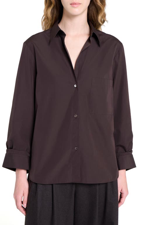 Twp Next Morning Cotton Button-up Shirt In Brown