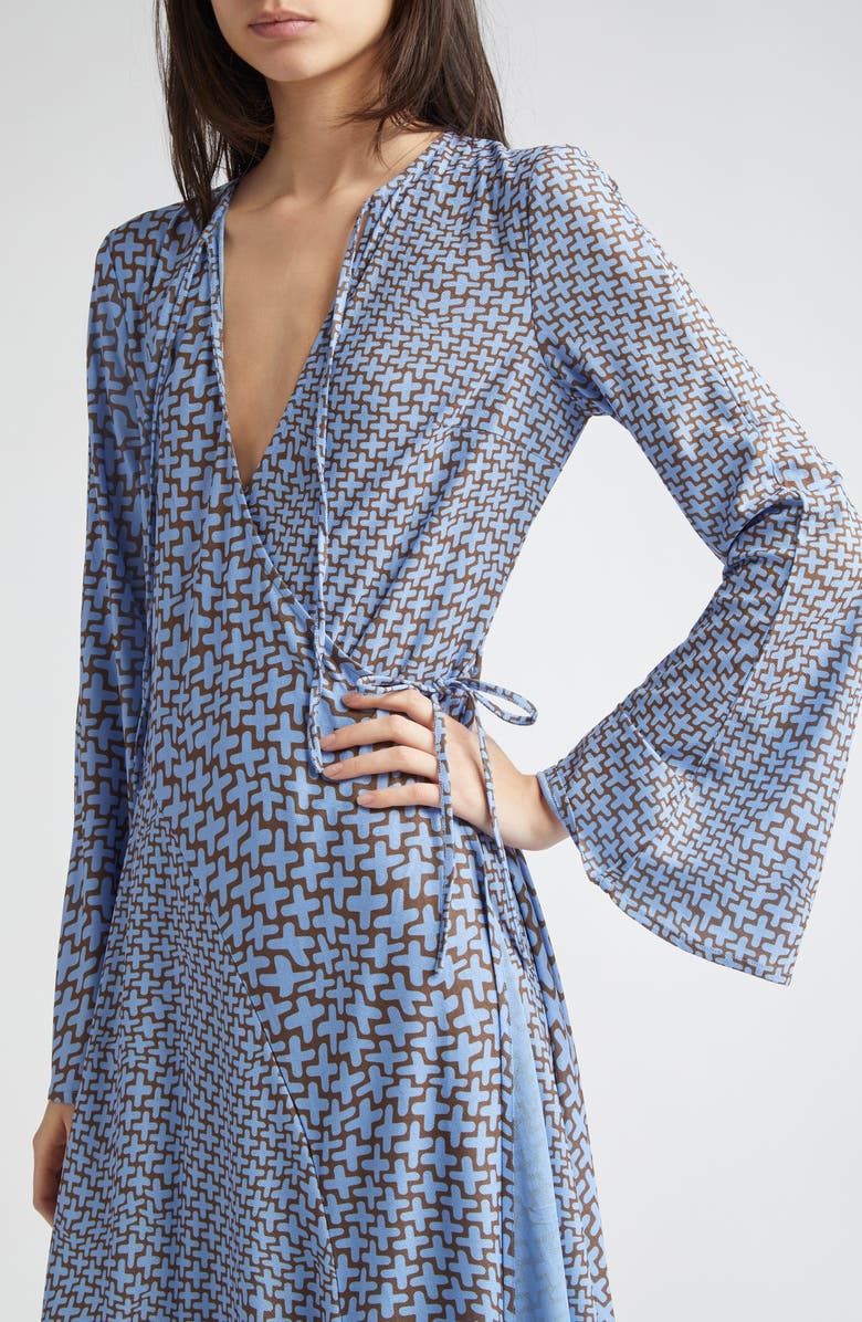 Stine Goya Print Long Sleeve Jersey Maxi Wrap Dress, Alternate, color, Graphic Weave